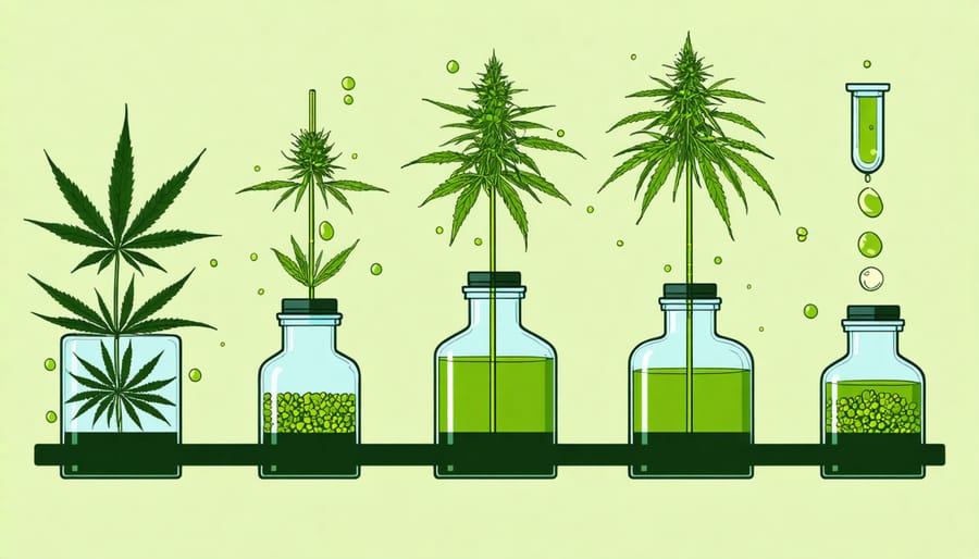 Diagram depicting the extraction process of CBD oil from cannabis