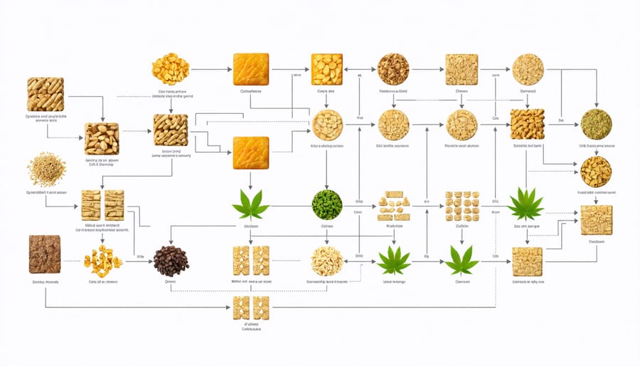 Conceptual flowchart depicting sustainable practices in CBD snack production